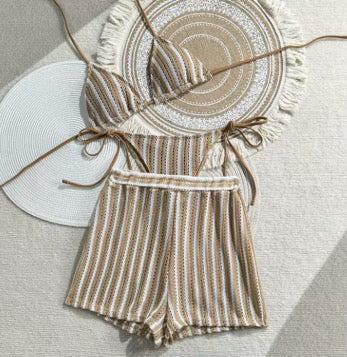 3 pc stripe me swim suit