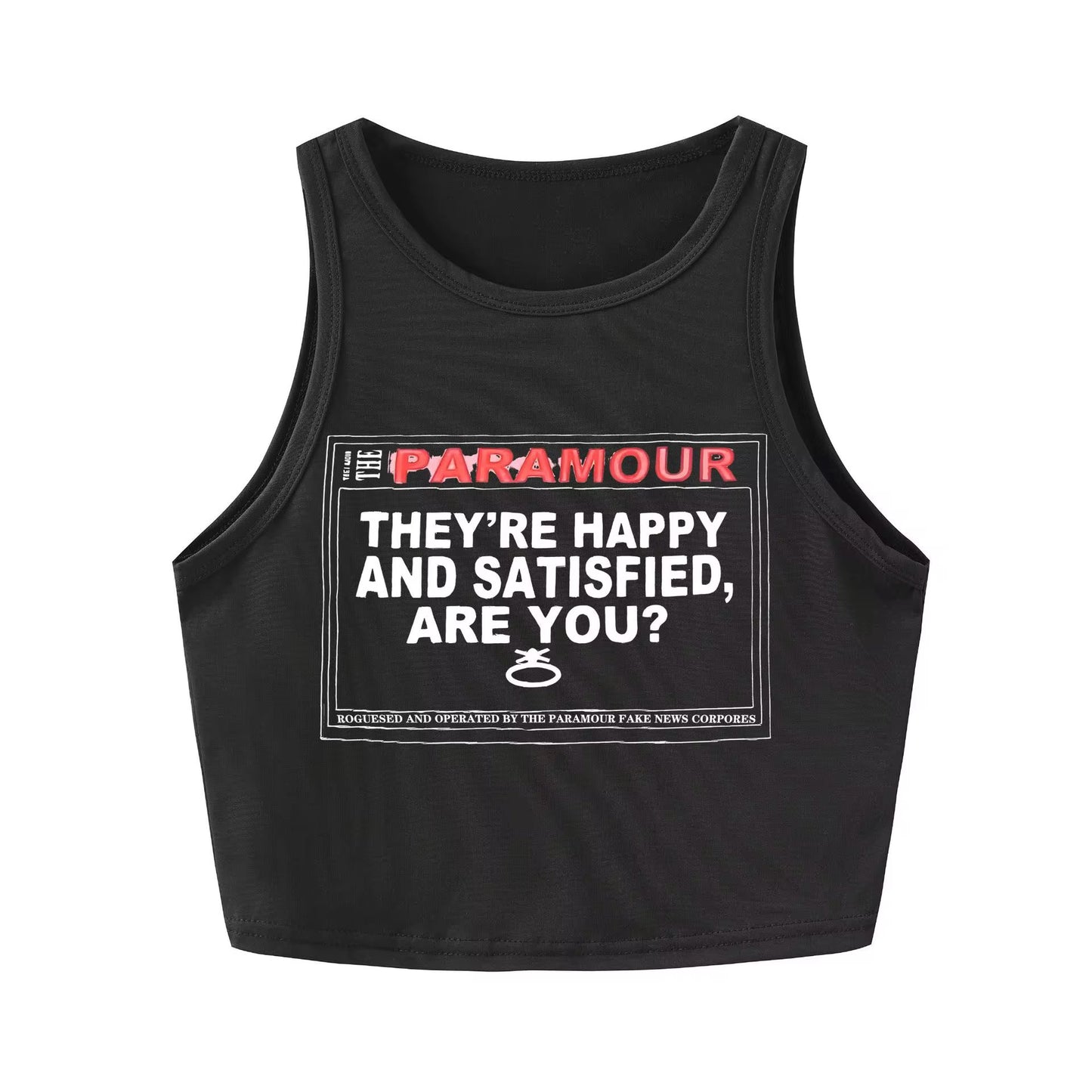 They’re happy and satisfied are you? Tank top graphic