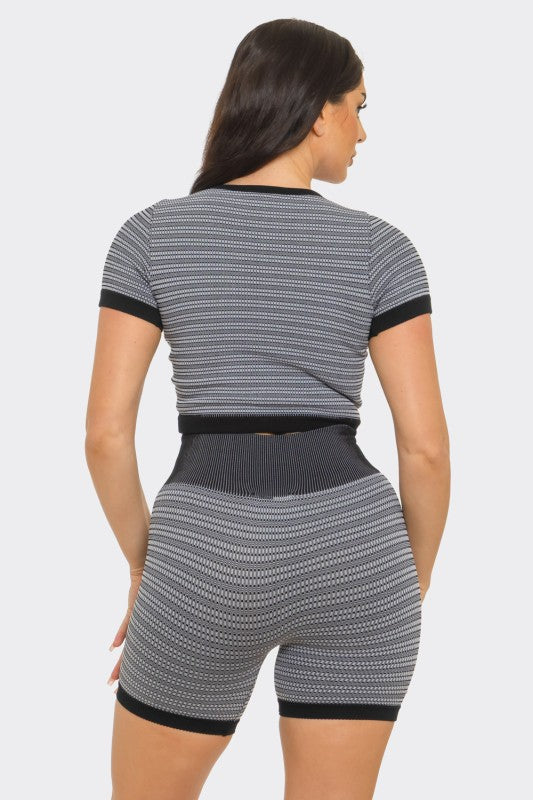 Seamless stripe jacquard set