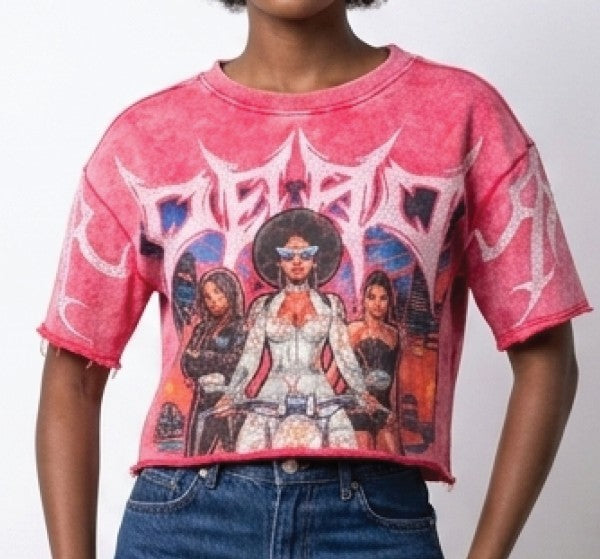 Dead wrong rhinestone washed crop top