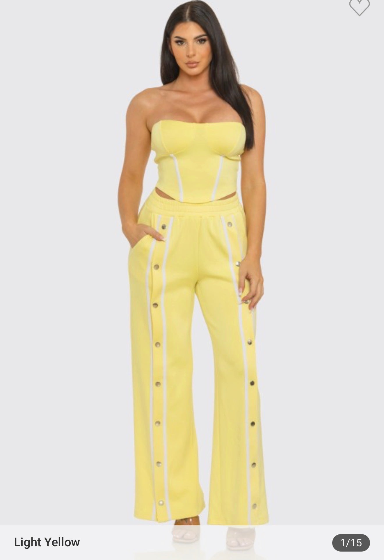 Stripe tapping detail tube top & pants