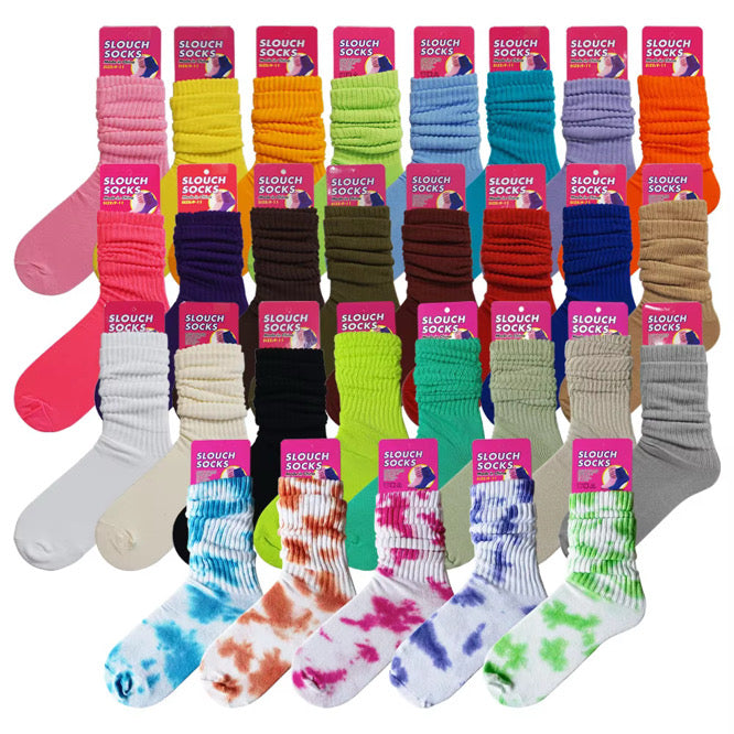 Adult Slouch socks on pink stick