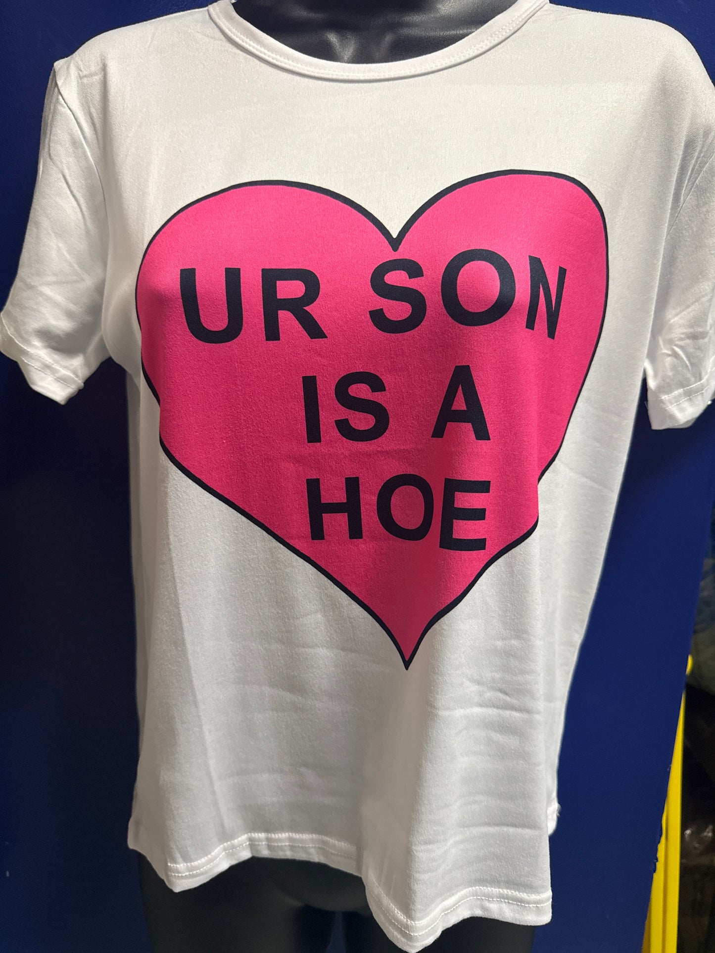 Ur son is a H03 graphic shirt full top ( heart is hot pink )