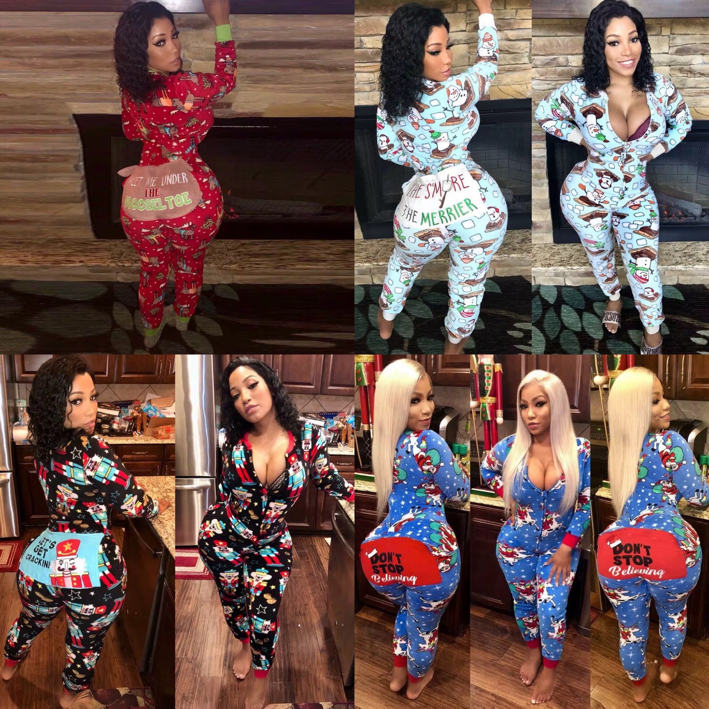 Christmas pajamas with writing on booty