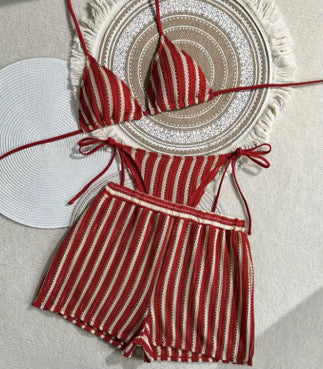3 pc stripe me swim suit