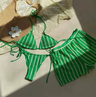 3 pc stripe me swim suit