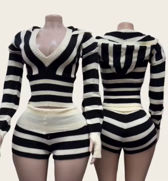 Stripe hoodie set