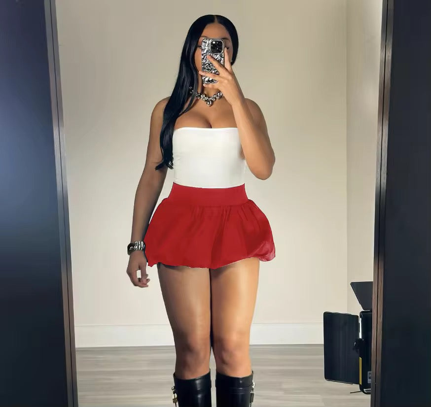 Mini puffer skirt
