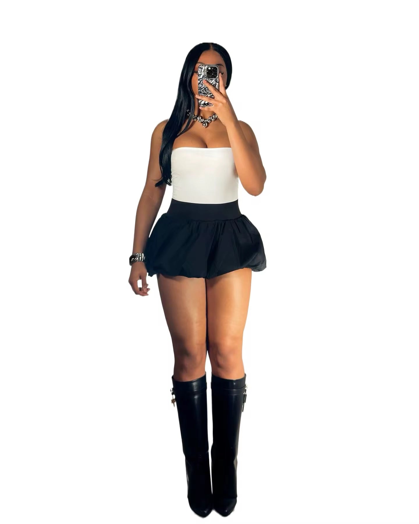Mini puffer skirt
