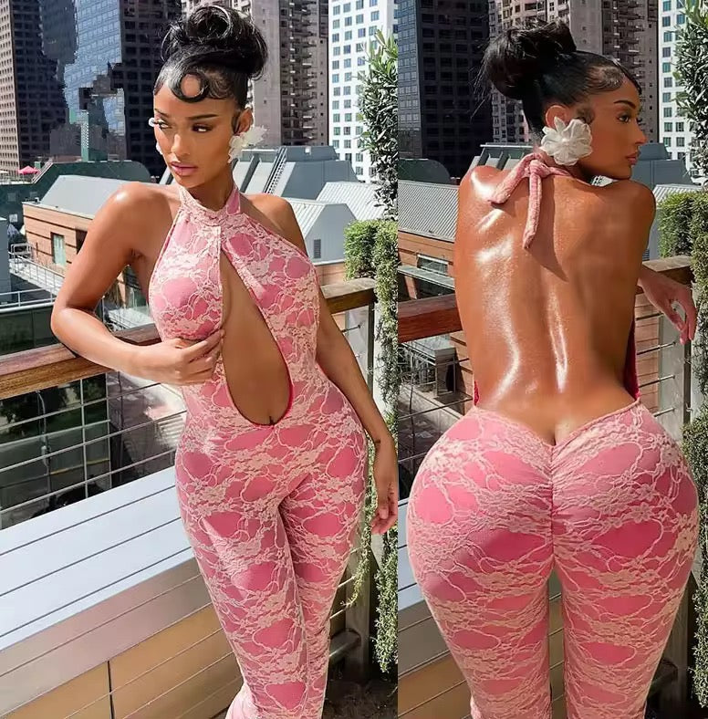 Flower print 1 piece middle cut