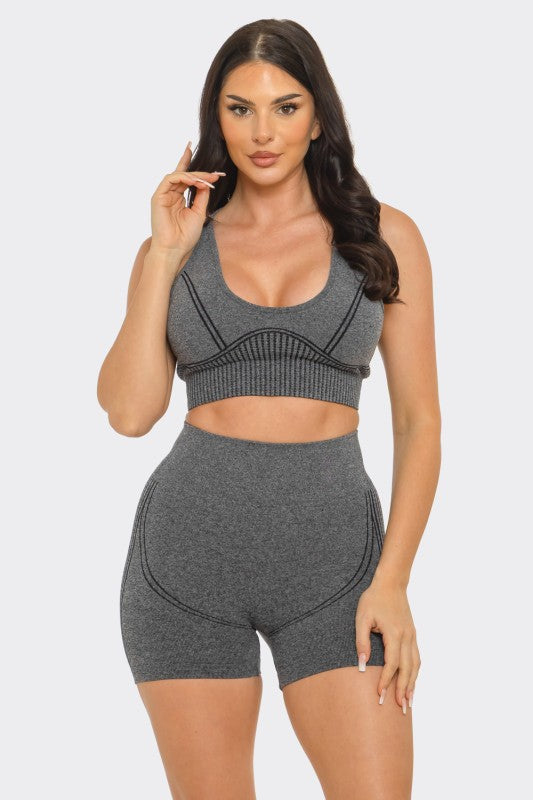 Washed seamless jacquard bra pad set