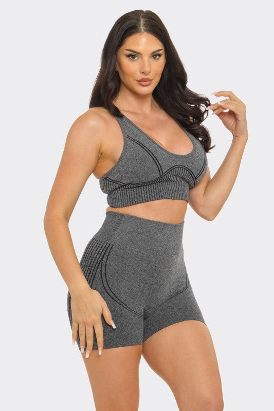 Washed seamless jacquard bra pad set