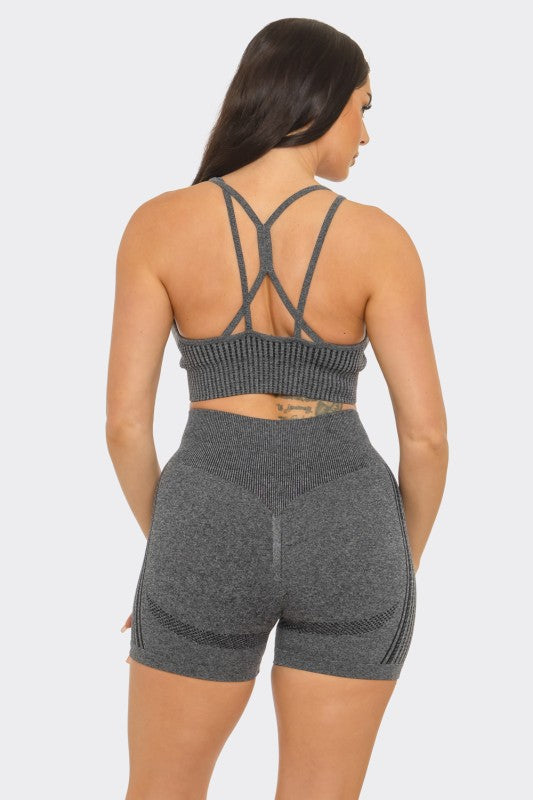 Washed seamless jacquard bra pad set