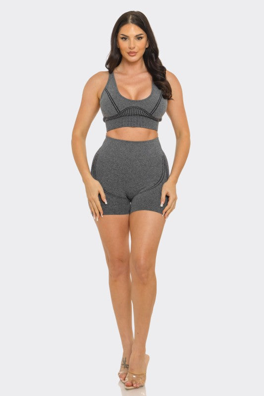 Washed seamless jacquard bra pad set