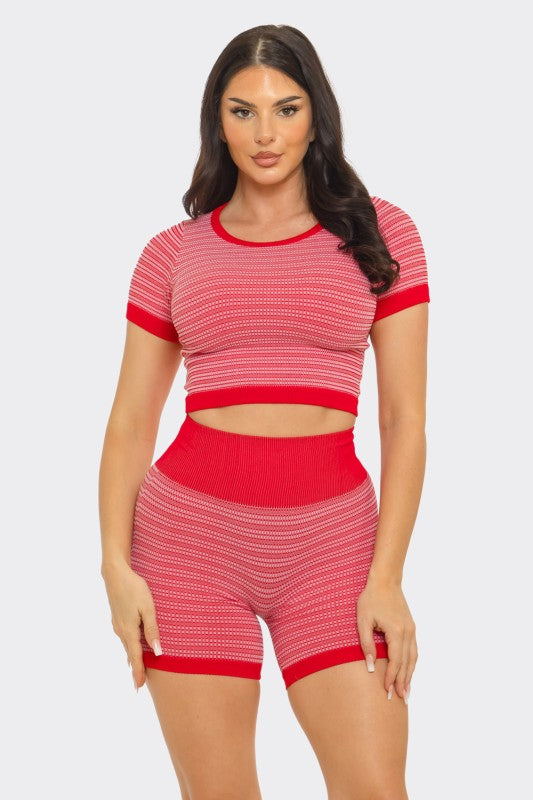 Seamless stripe jacquard set