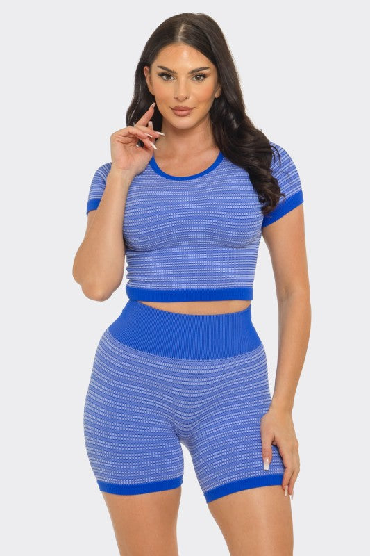 Seamless stripe jacquard set