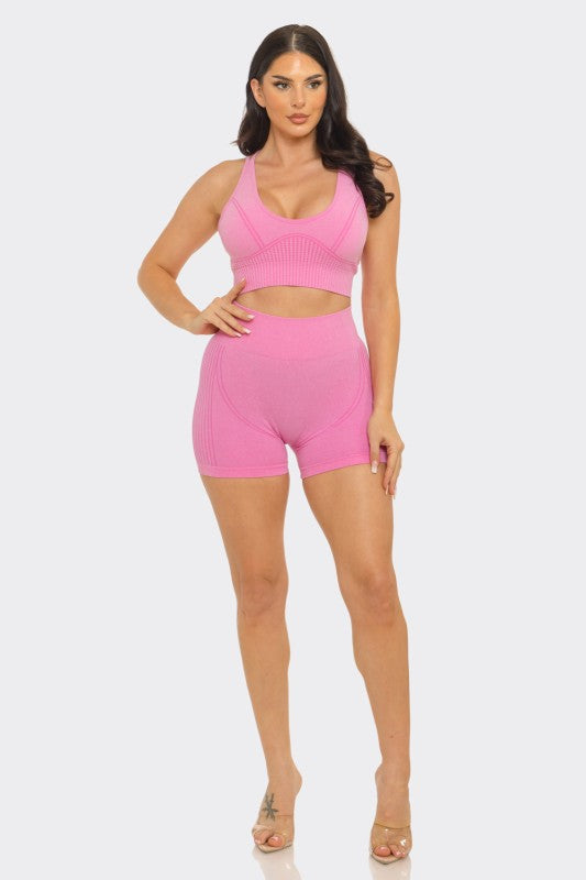 Washed seamless jacquard bra pad set