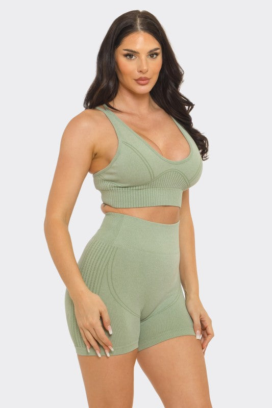 Washed seamless jacquard bra pad set