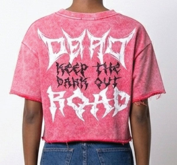 Dead wrong rhinestone washed crop top