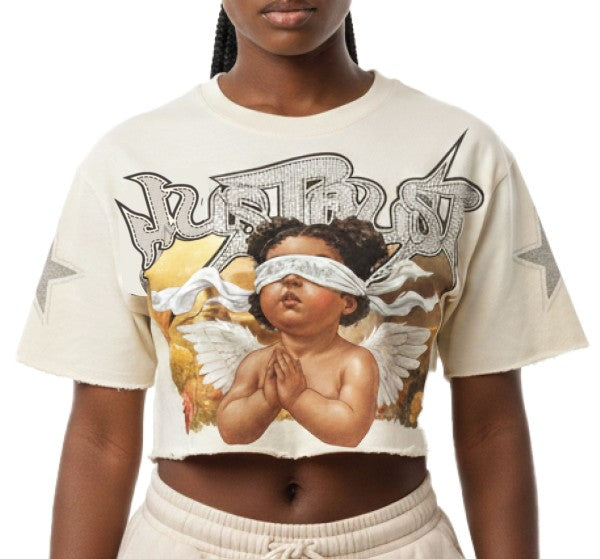 Just trust rhinestone crop top