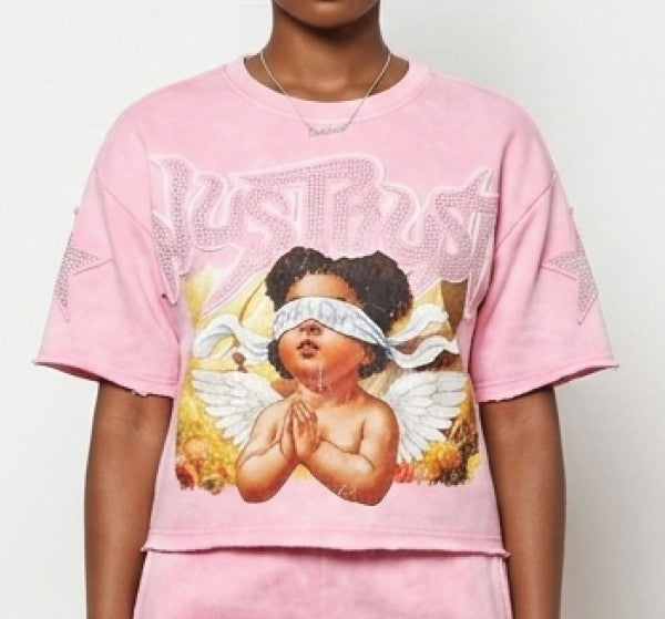 Just trust rhinestone crop top