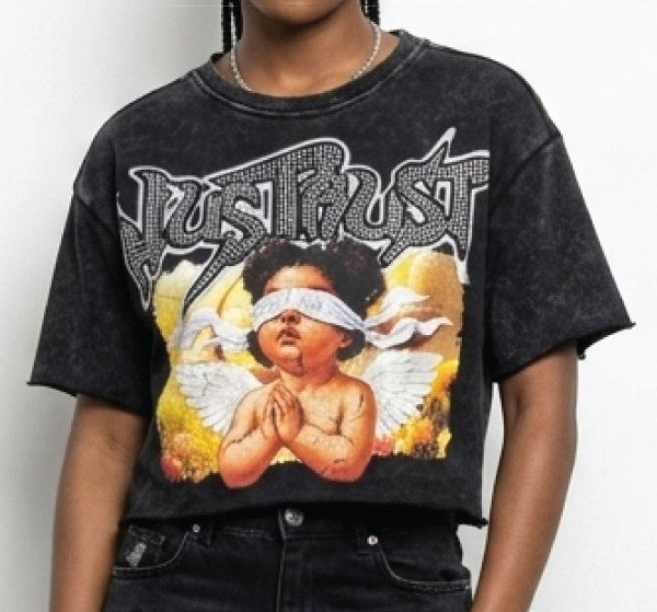 Just trust rhinestone crop top