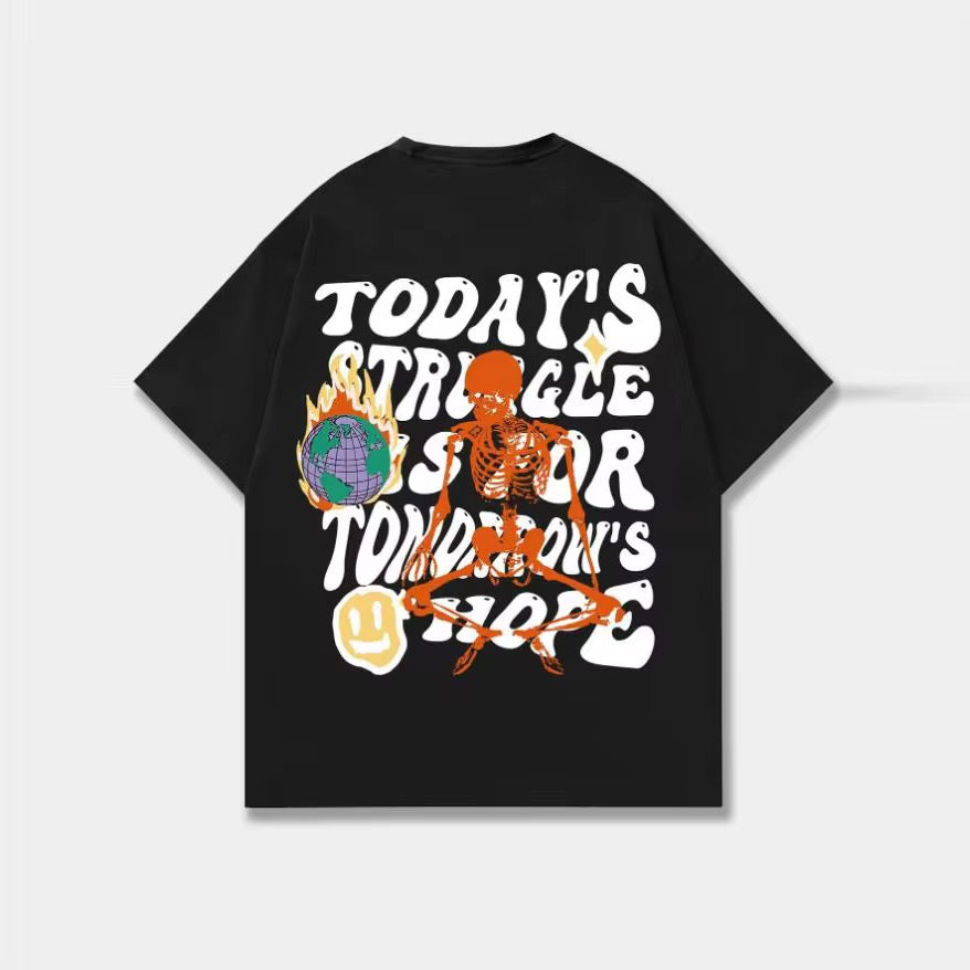 Todays struggle graphic shirt BLUE Small