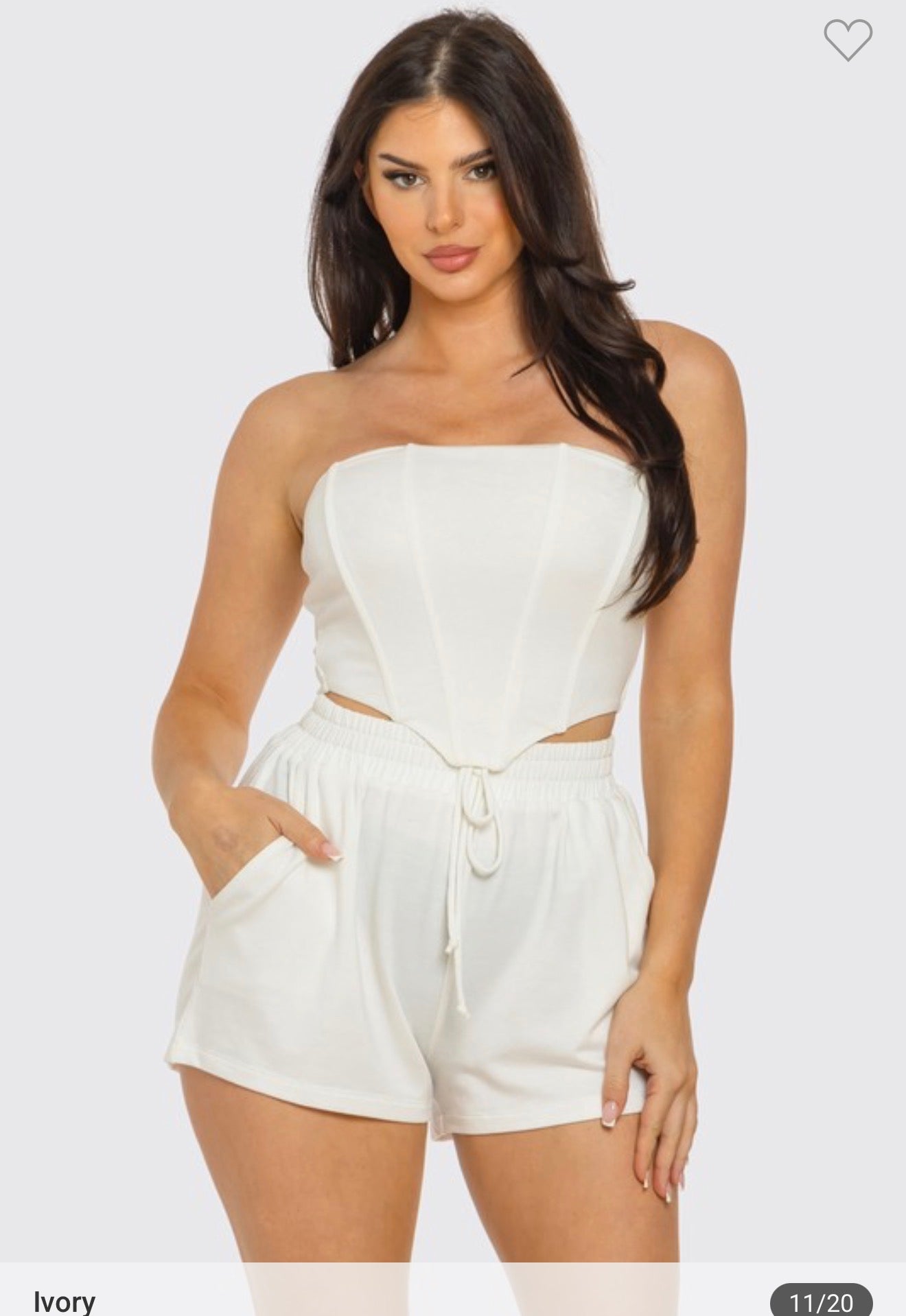 Corset style tube top and shorts set