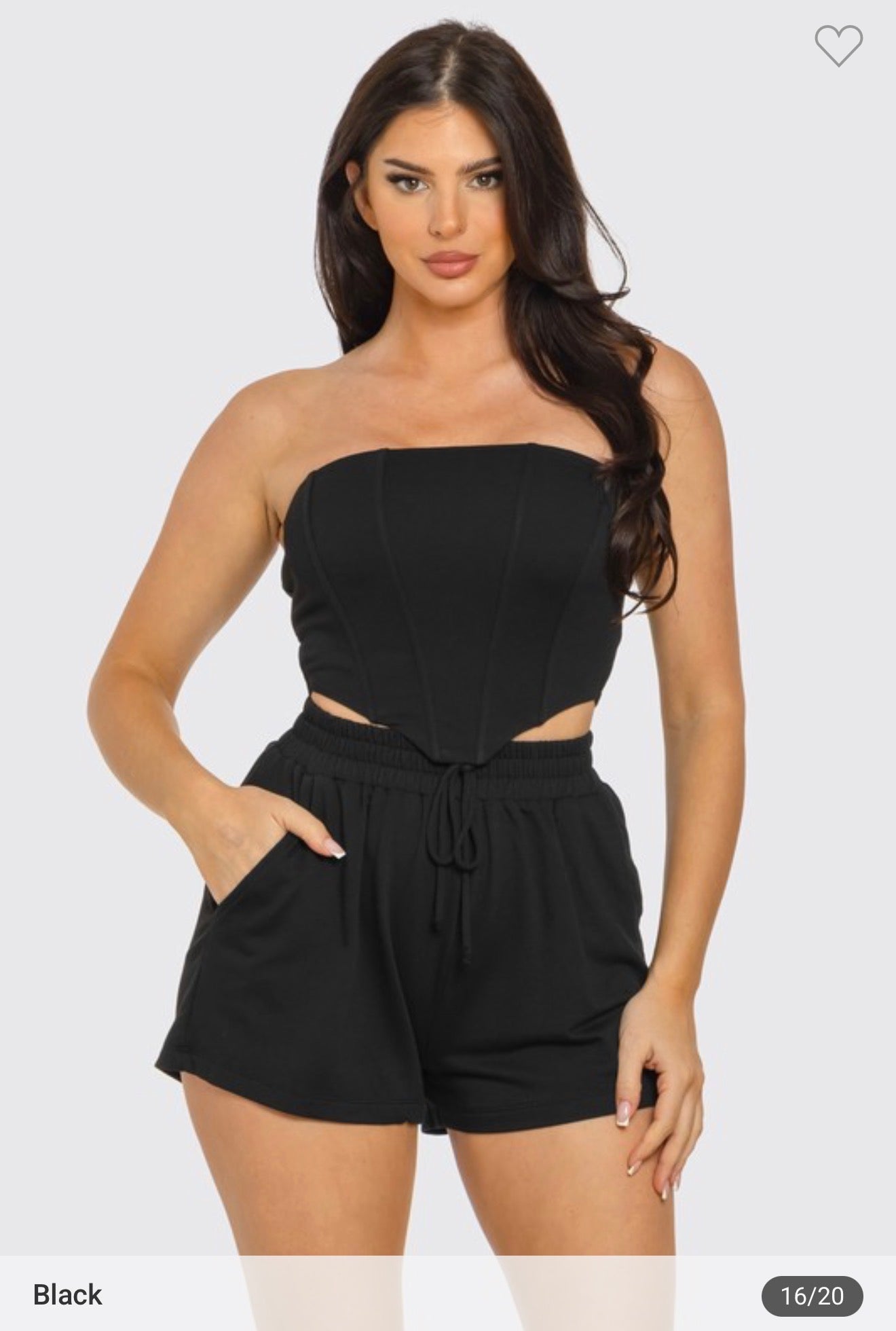 Corset style tube top and shorts set