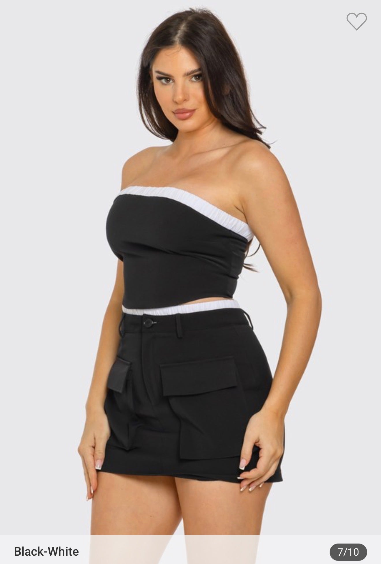 Elastic trim tube top with mini skirt set