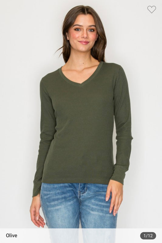 Long sleeve v-neck thermal top