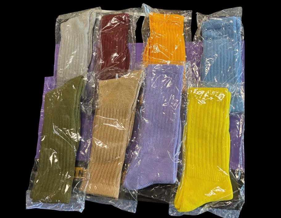 Adult Slouch socks in clear bag